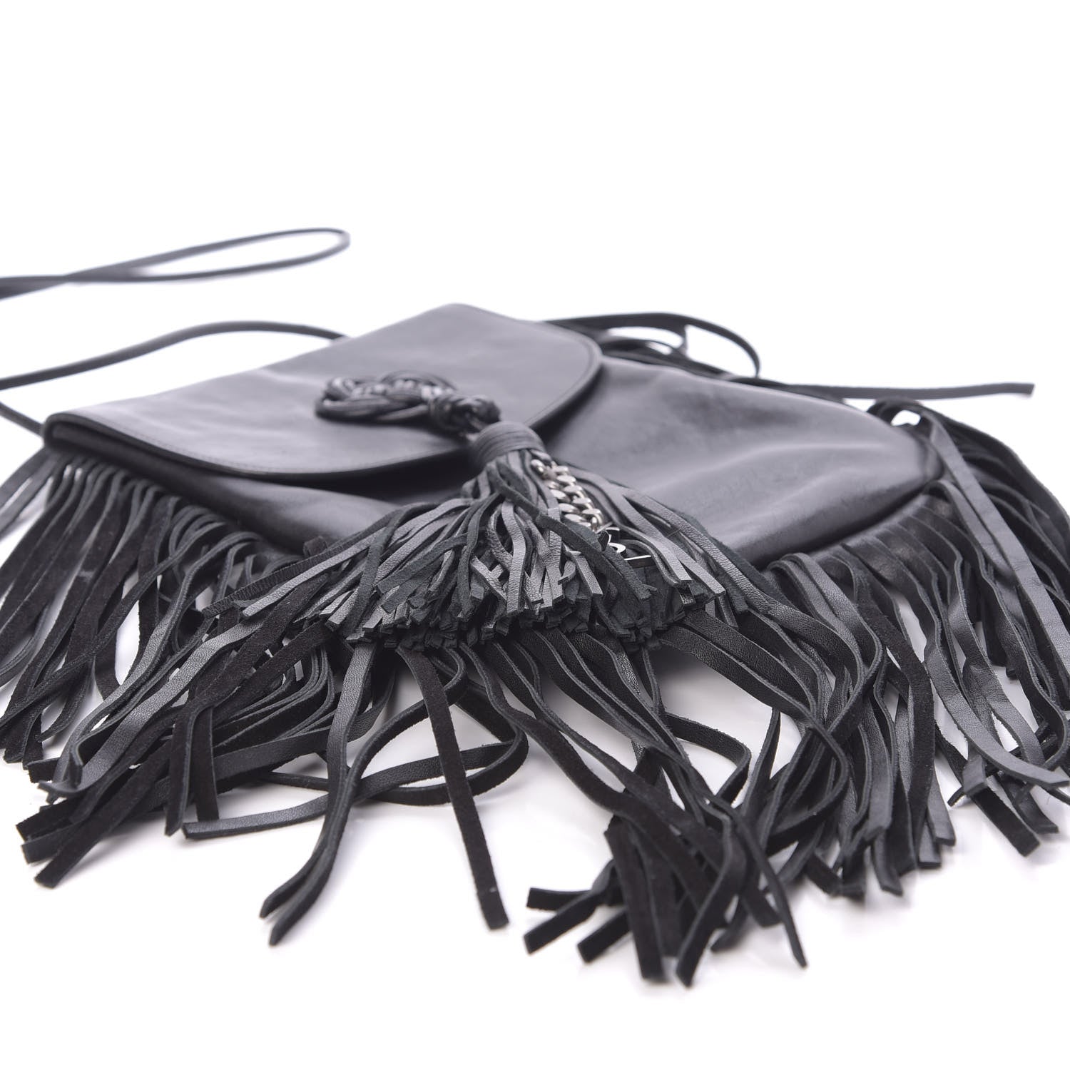 Saint Laurent Lambskin Fringe Small Anita Crossbody Bag Black 6 of 11