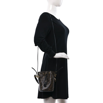 Fendi Vitello Liberty F is Fendi Bi-Color FF 1974 Embossed Mini Mon Tresor Bucket Bag Maya Black 2 of 9
