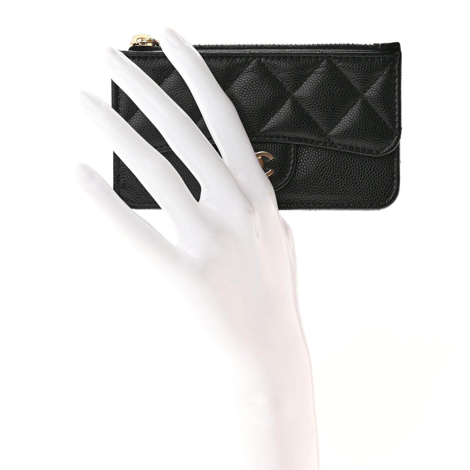 Chanel Caviar Quilted Flap Zip Card Holder Black 2 of 7