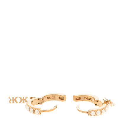 Christian Dior Pearl Hoop Earrings Gold 3 of 4