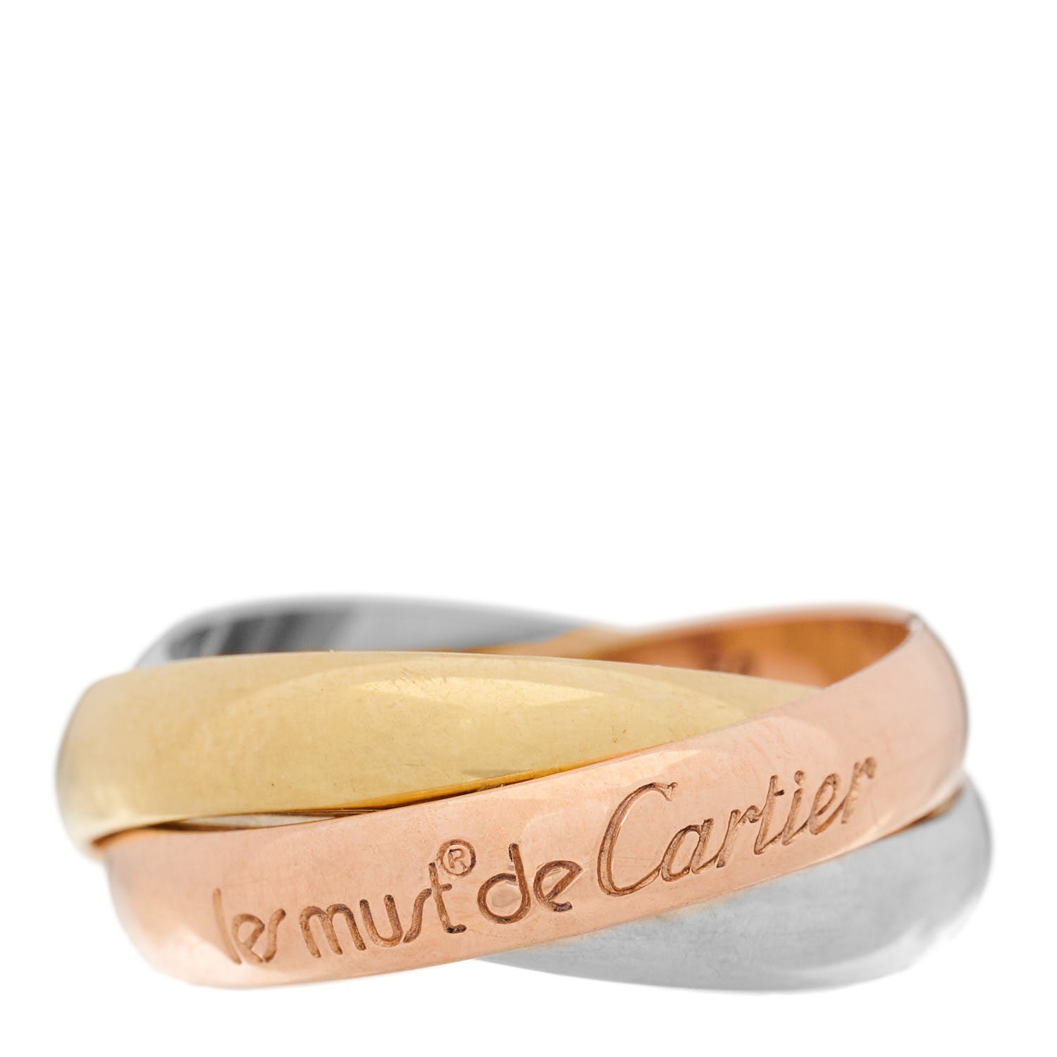Cartier 18K Pink Yellow White Gold Classic Les Must De Cartier Trinity Ring 50 5.25 2 of 8