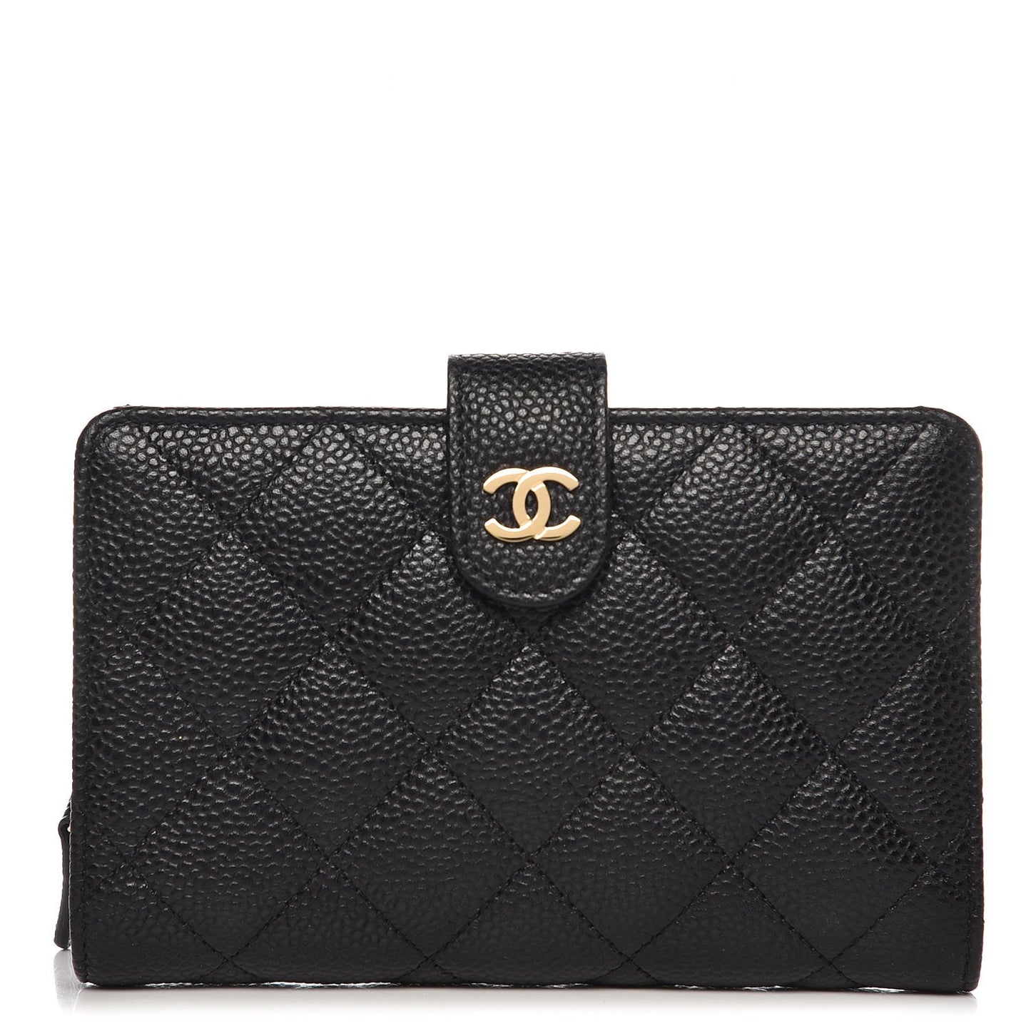 Caviar Quilted Zipped Pocket Wallet Black