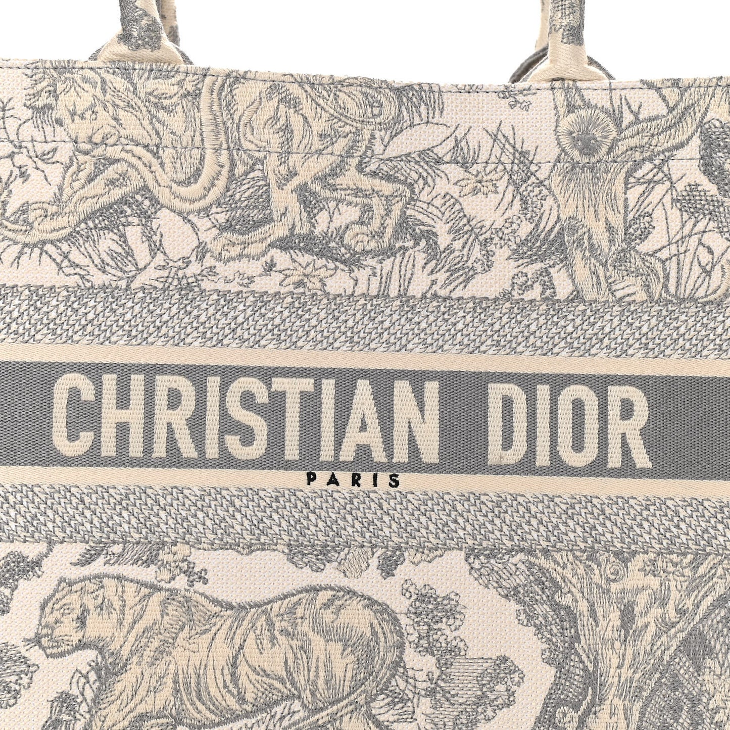 Canvas Embroidered Medium Dioriviera Toile De Jouy Book Tote Gray