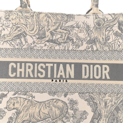 Christian Dior Canvas Embroidered Medium Dioriviera Toile De Jouy Book Tote Gray 8 of 11