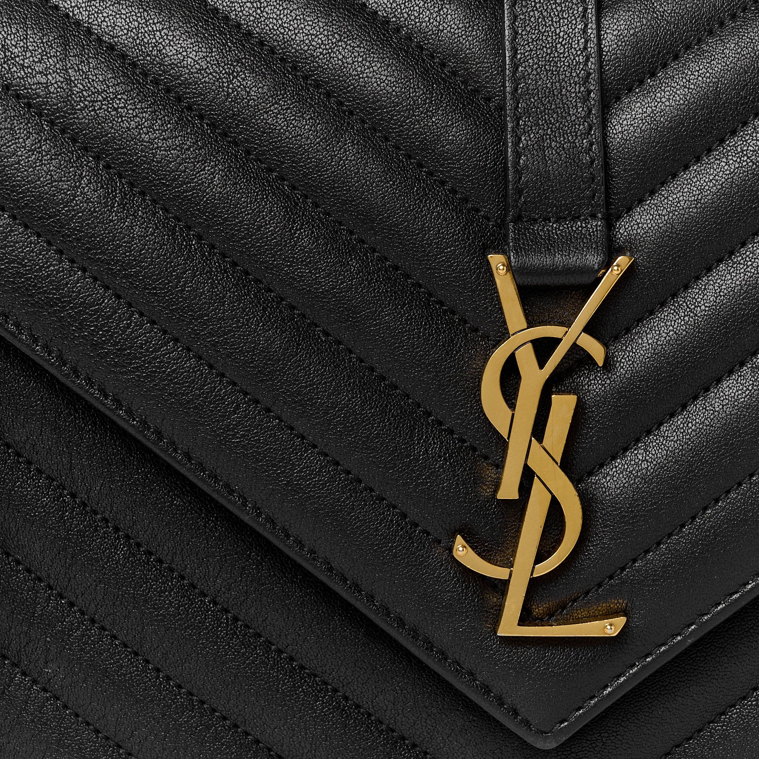 Saint Laurent Sheepskin Matelasse Chevron Monogram Medium College Bag Black 9 of 11