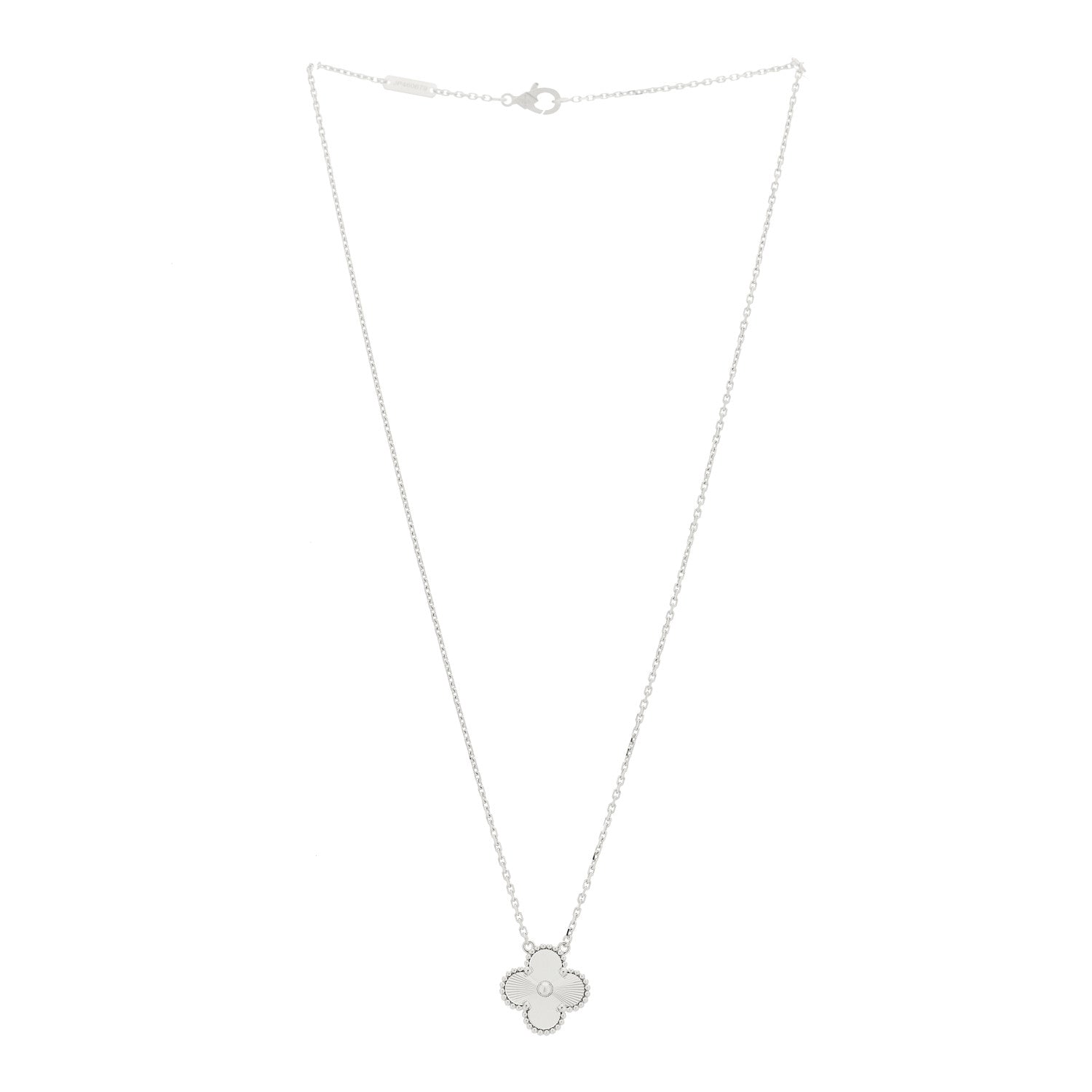 Van Cleef & Arpels 18K White Gold Guilloche Vintage Alhambra Pendant Necklace 2 of 5