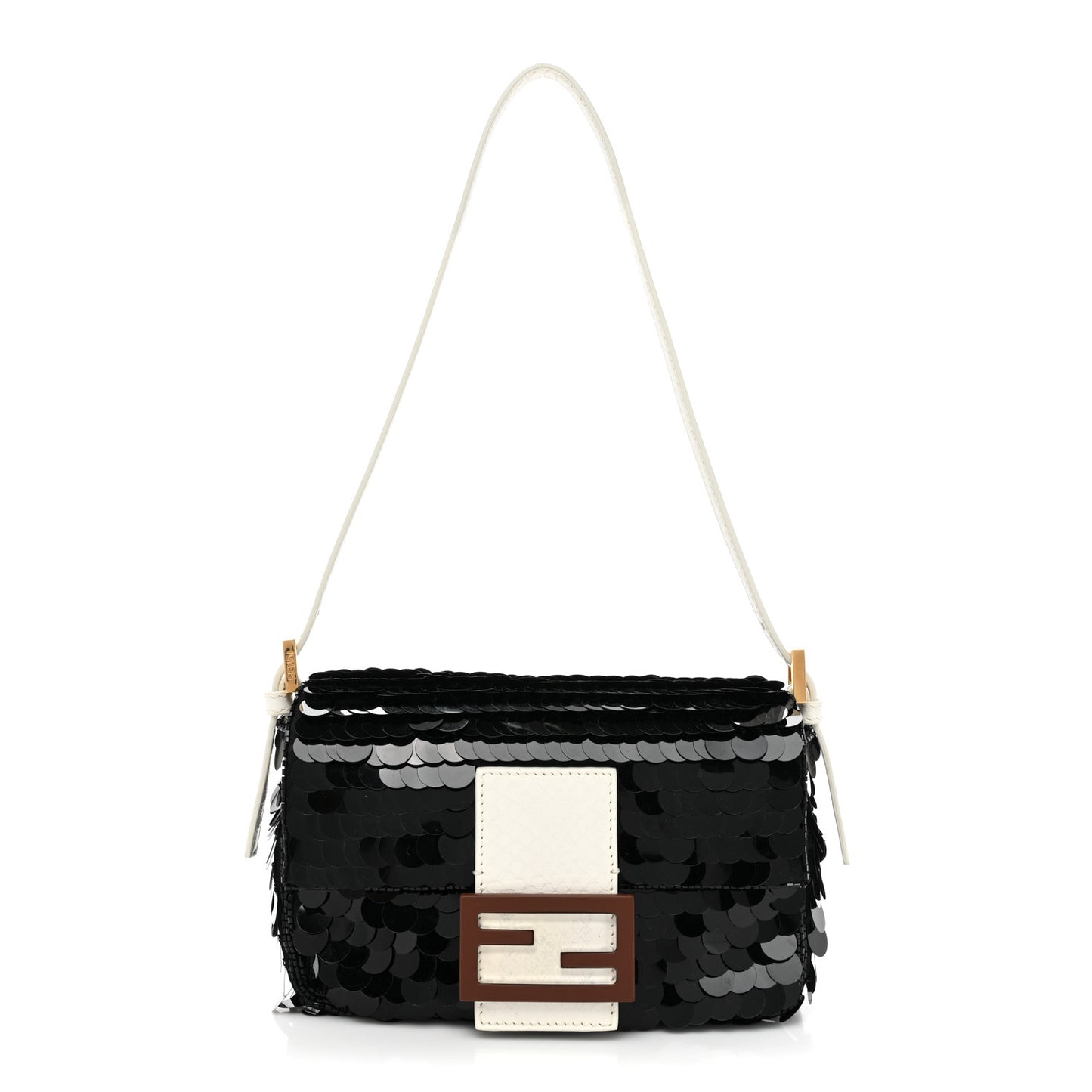 Satin Sequin Paillettes Elaphe Plexiglass Mini Baguette 1997 Black Avorio
