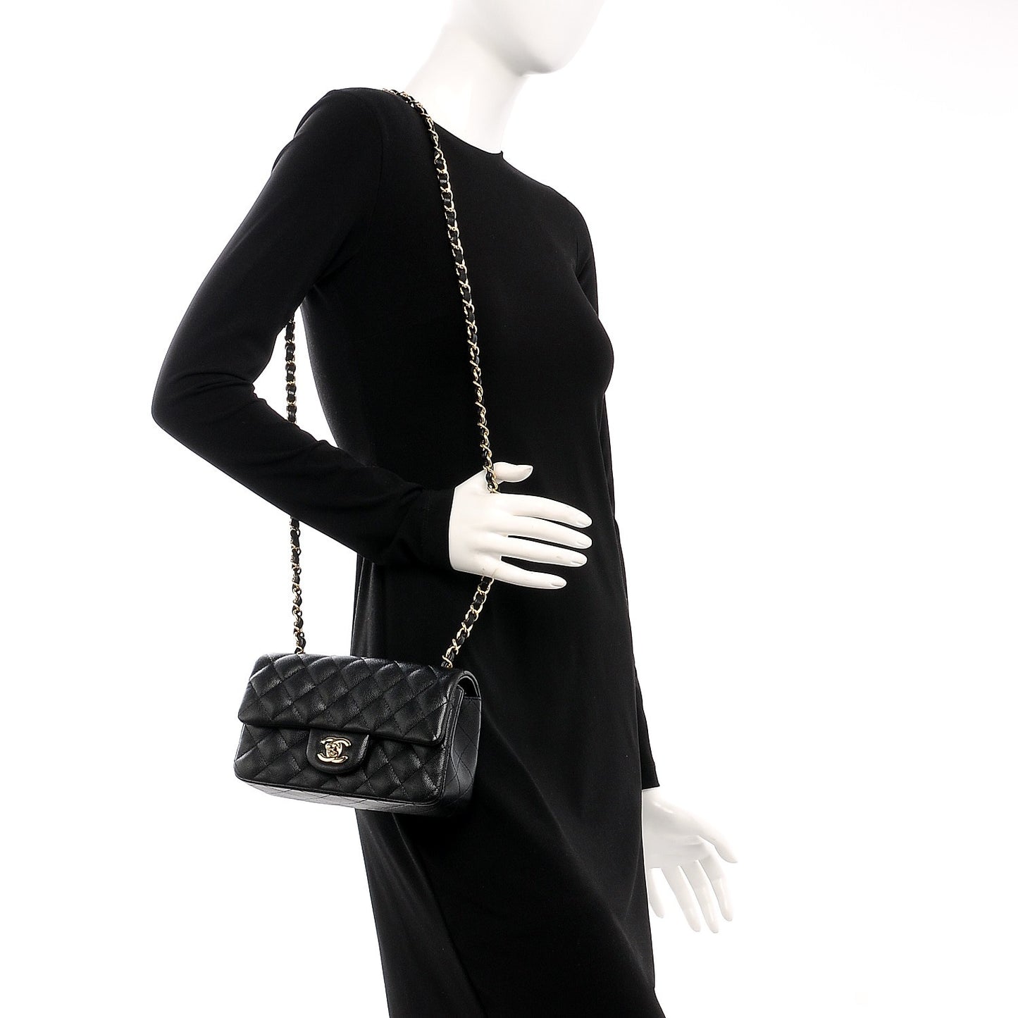 Caviar Quilted Mini Rectangular Flap Black
