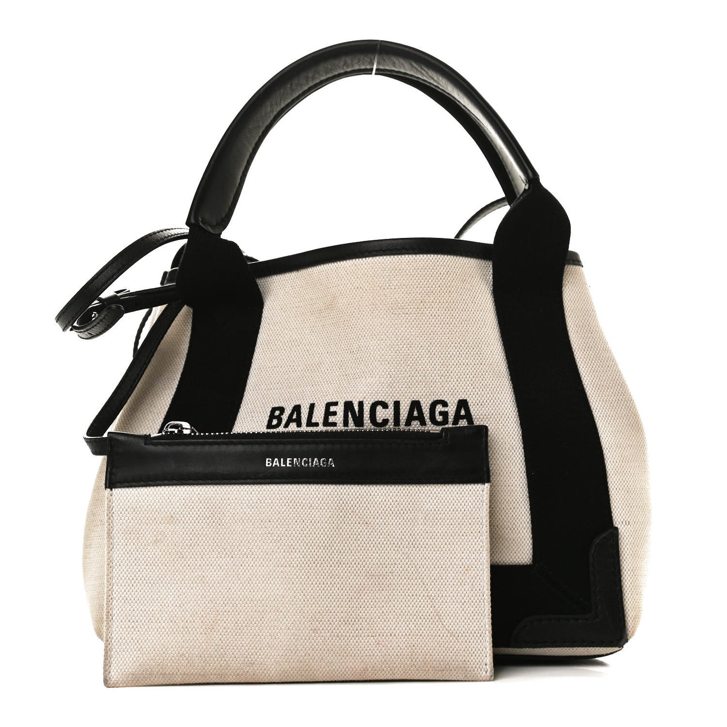 Cotton Canvas Calfskin Navy Cabas XS Natural Black