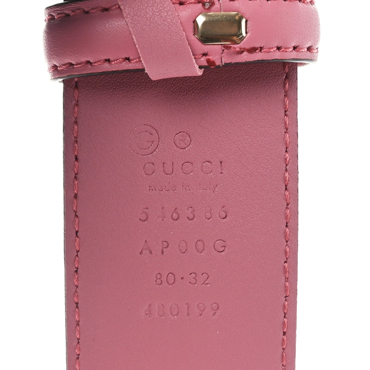 Moon Calfskin Interlocking G 37mm Belt 80 32 Glossy Pink