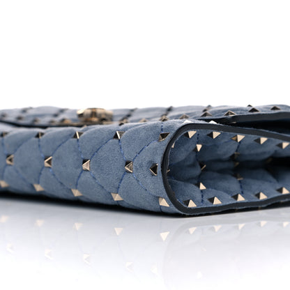 Valentino Garavani Suede Rockstud Spike Wallet on Chain Bright Blue 10 of 10