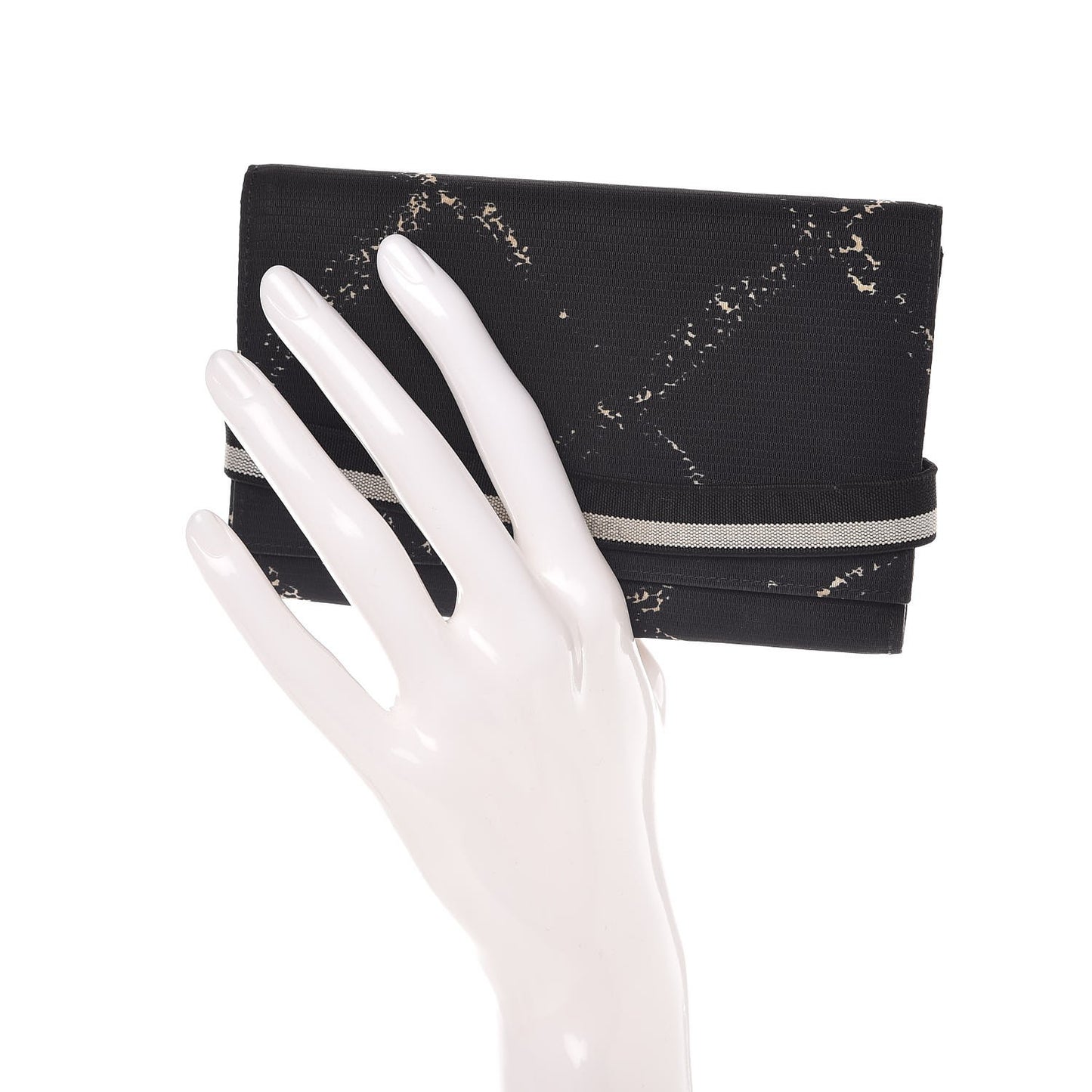 Nylon Print Flap Wallet Black