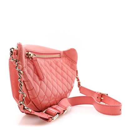 Chanel Crumpled Glazed Lambskin Quilted Waist Bag Fanny Pack Pink 3 of 10