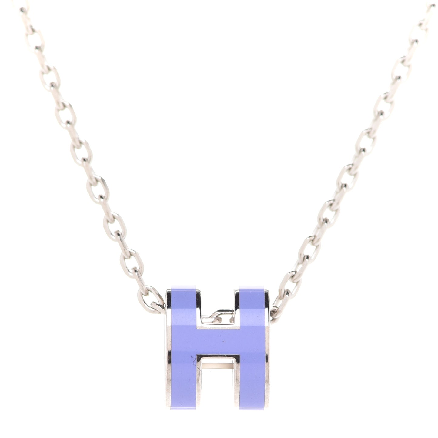 Lacquered Palladium Mini Pop H Pendant Necklace Parme