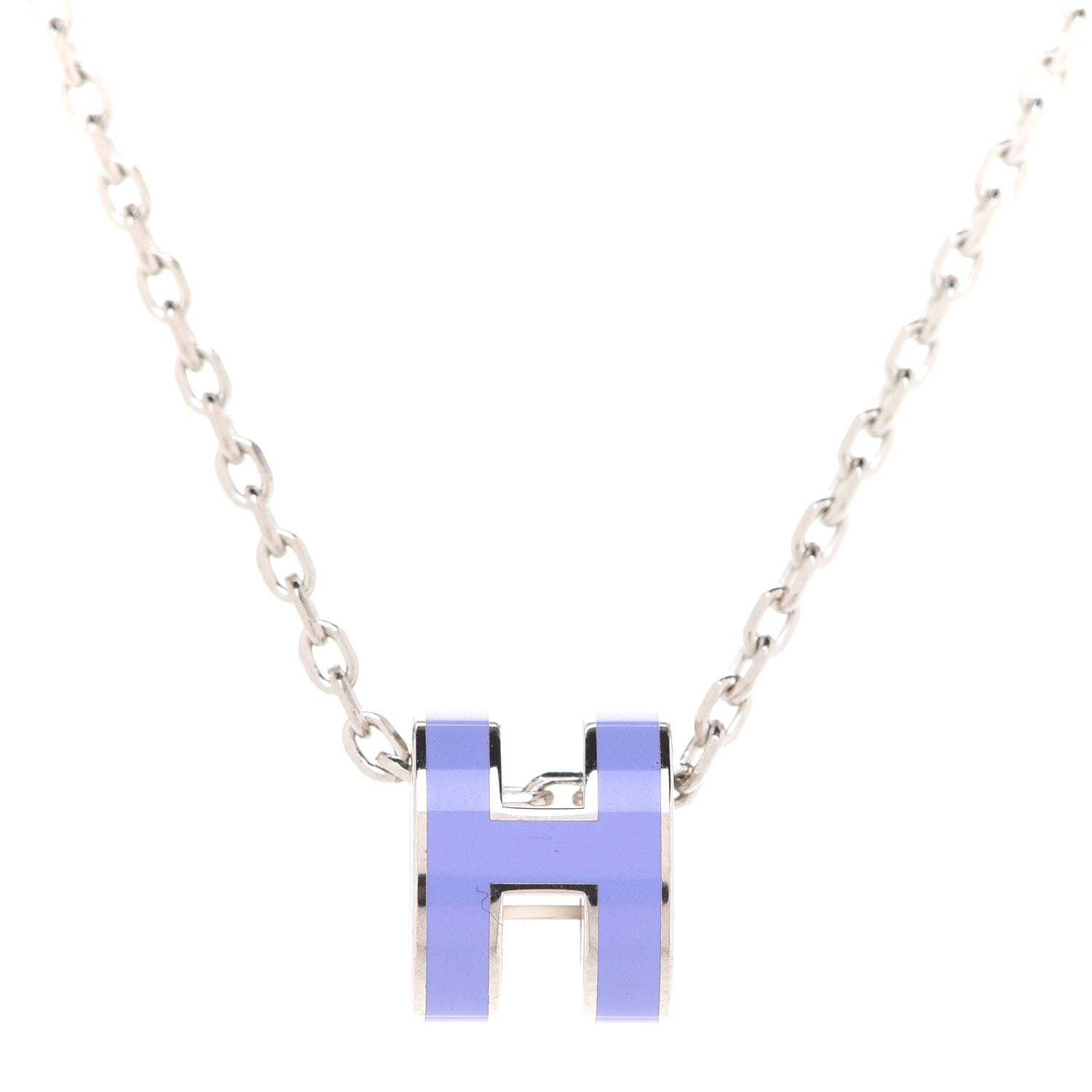 Hermes Lacquered Palladium Mini Pop H Pendant Necklace Parme 4 of 8