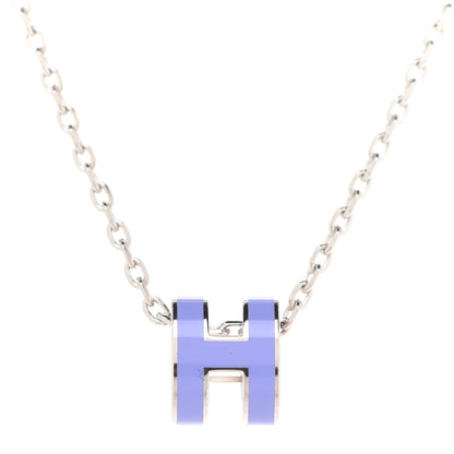 Hermes Lacquered Palladium Mini Pop H Pendant Necklace Parme 4 of 8