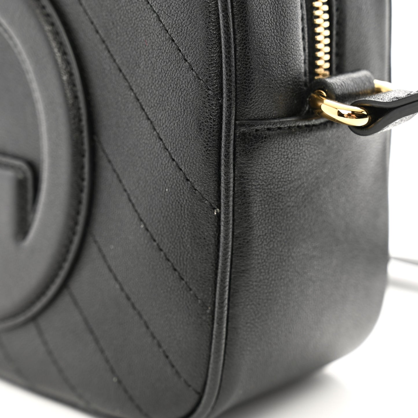 Sakai Be Green Calfskin Diagonal Stitched Small Blondie Shoulder Bag Black