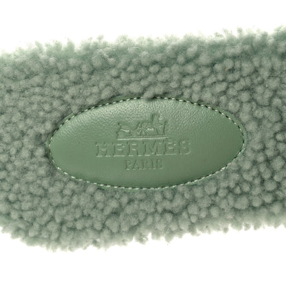 Hermes Woolskin Oran Sandals 37.5 Vert D'Eau 7 of 8