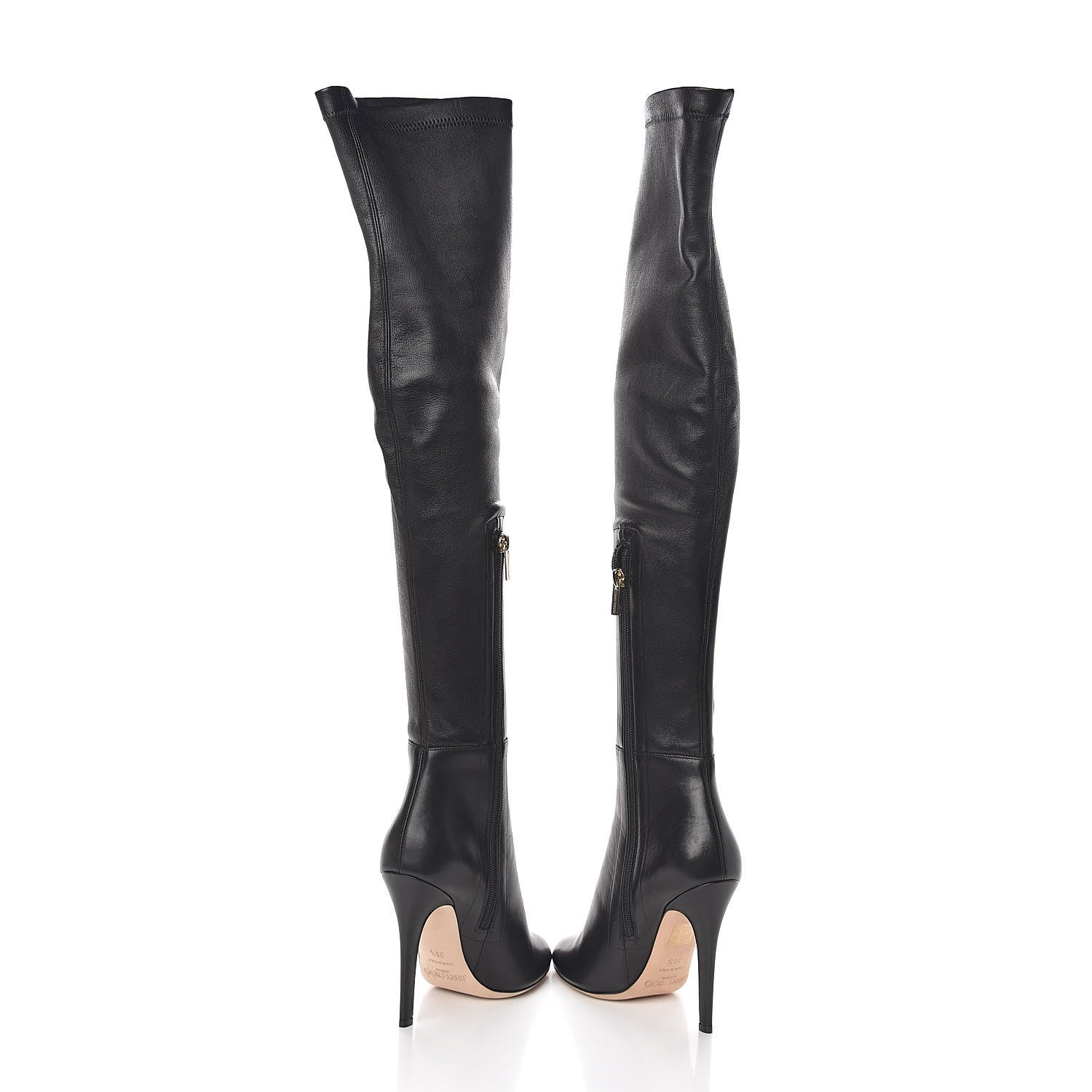 Jimmy Choo Calfskin Stretch Nappa Turner Knee High Boots 36.5 Black 5 of 9