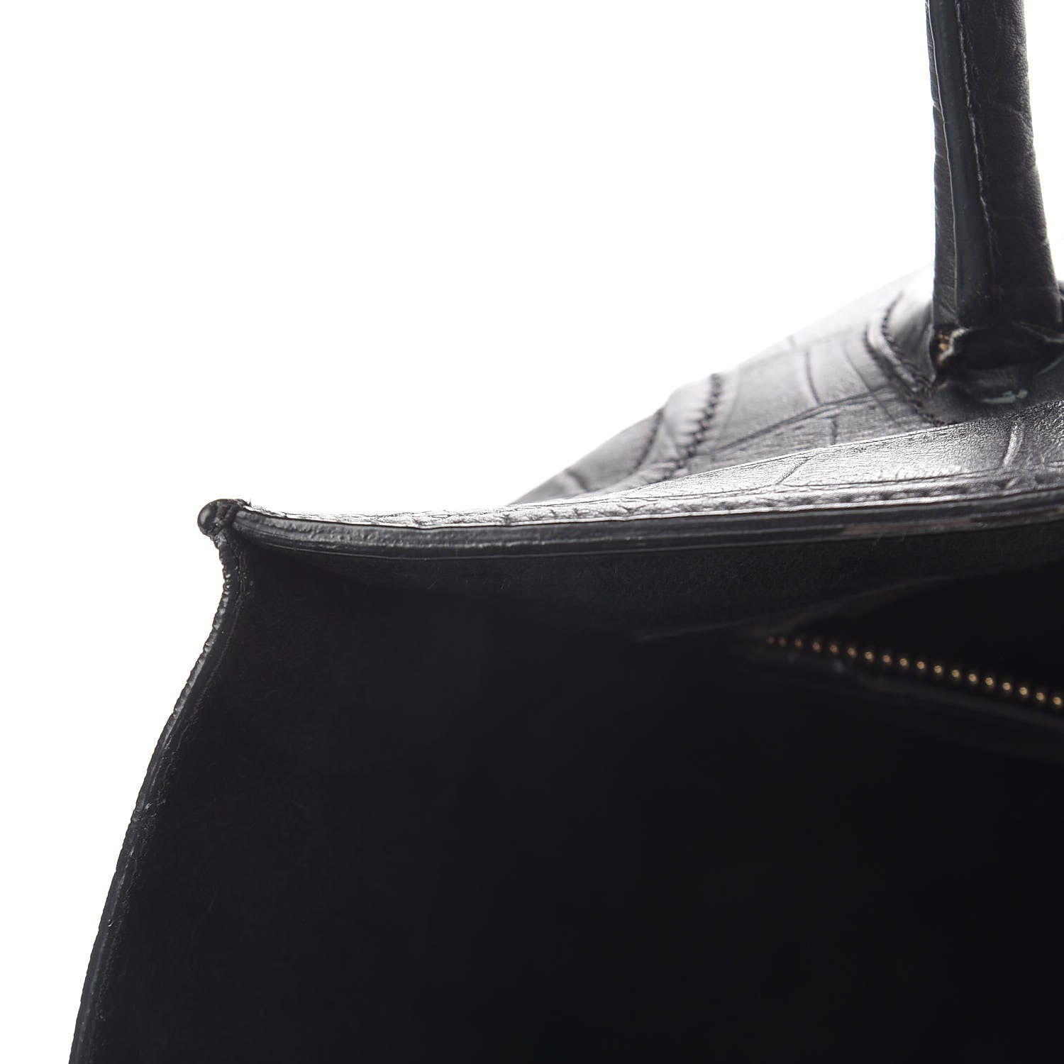 Celine Crocodile Embossed Calfskin Medium Phantom Luggage Black 18 of 19