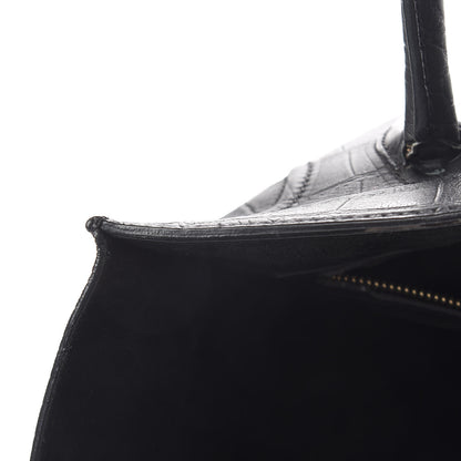 Celine Crocodile Embossed Calfskin Medium Phantom Luggage Black 18 of 19