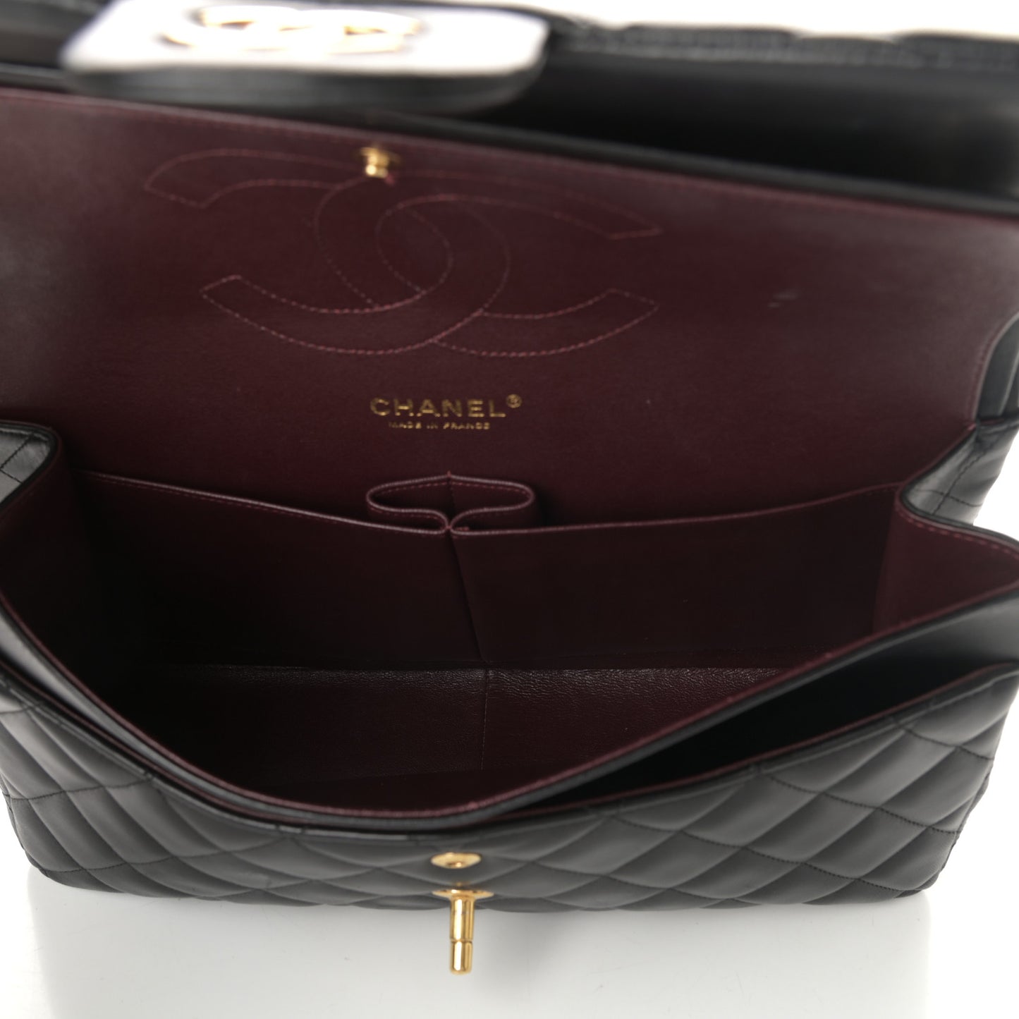 Lambskin Quilted Jumbo Double Flap Black