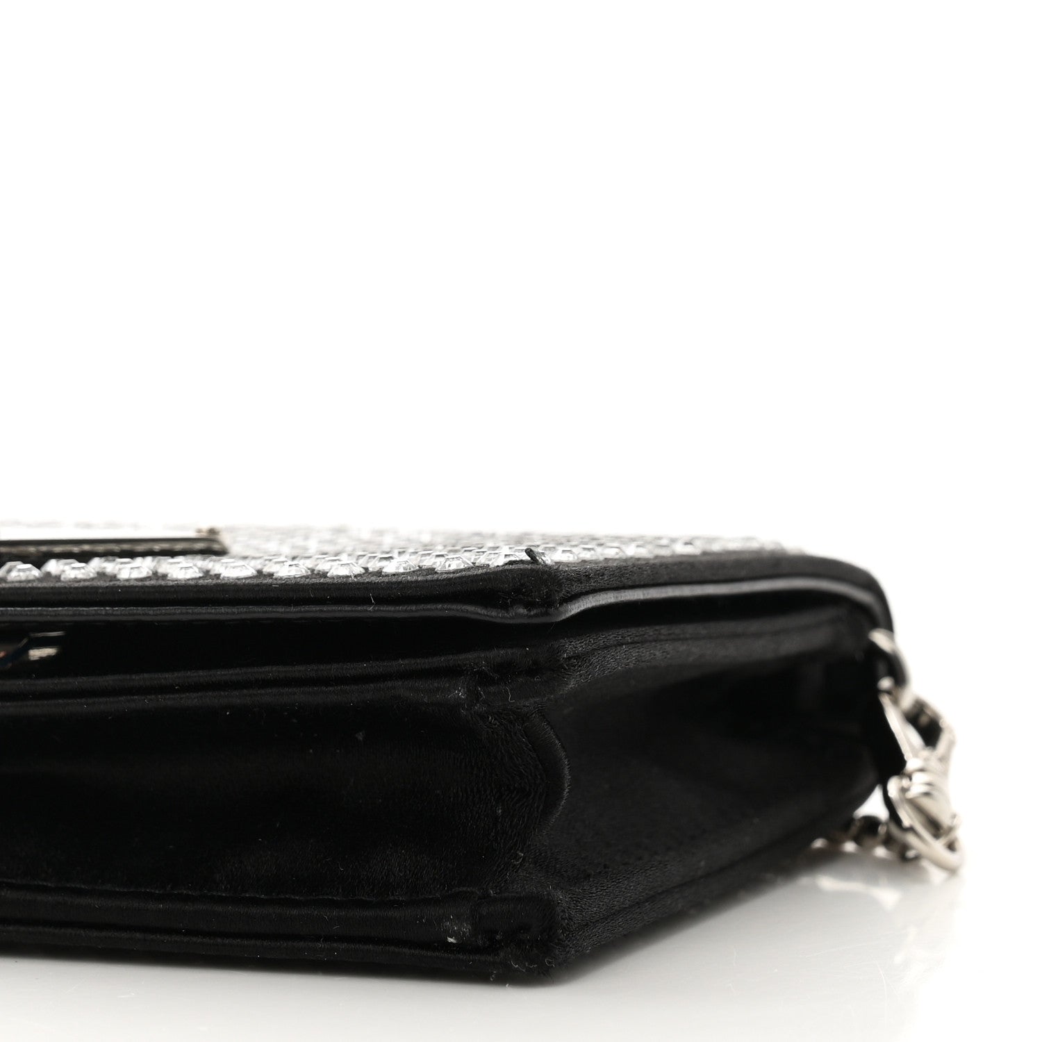 Prada Satin Crystal Metal Triangle Logo Card Holder With Strap Cristal 9 of 9