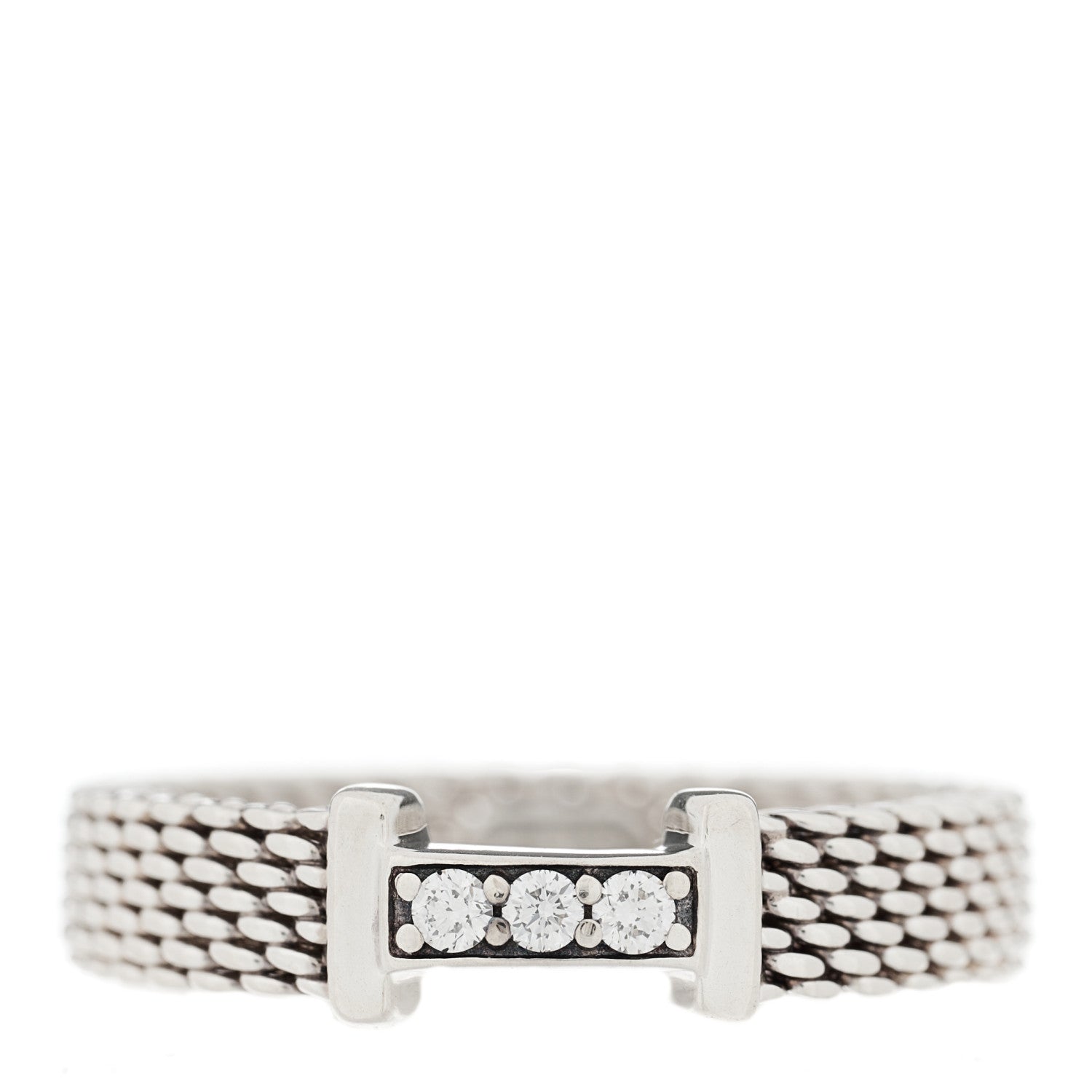 Tiffany Sterling Silver Diamond Somerset Mesh Band Ring 47 4 1 of 4