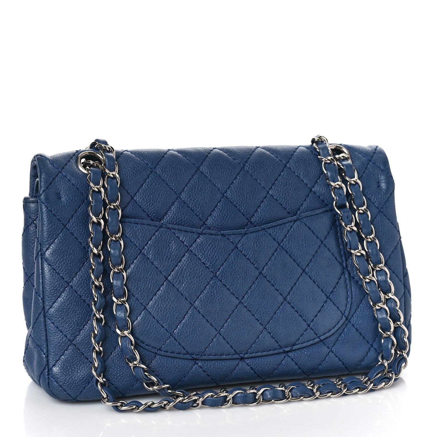 Chanel Washed Caviar Quilted Medium Double Flap Blue 3 of 10