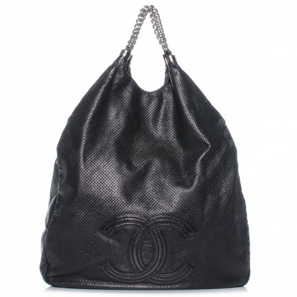Chanel Glazed Calfskin Perforated XL Rodeo Drive Tote Black 3 of 8
