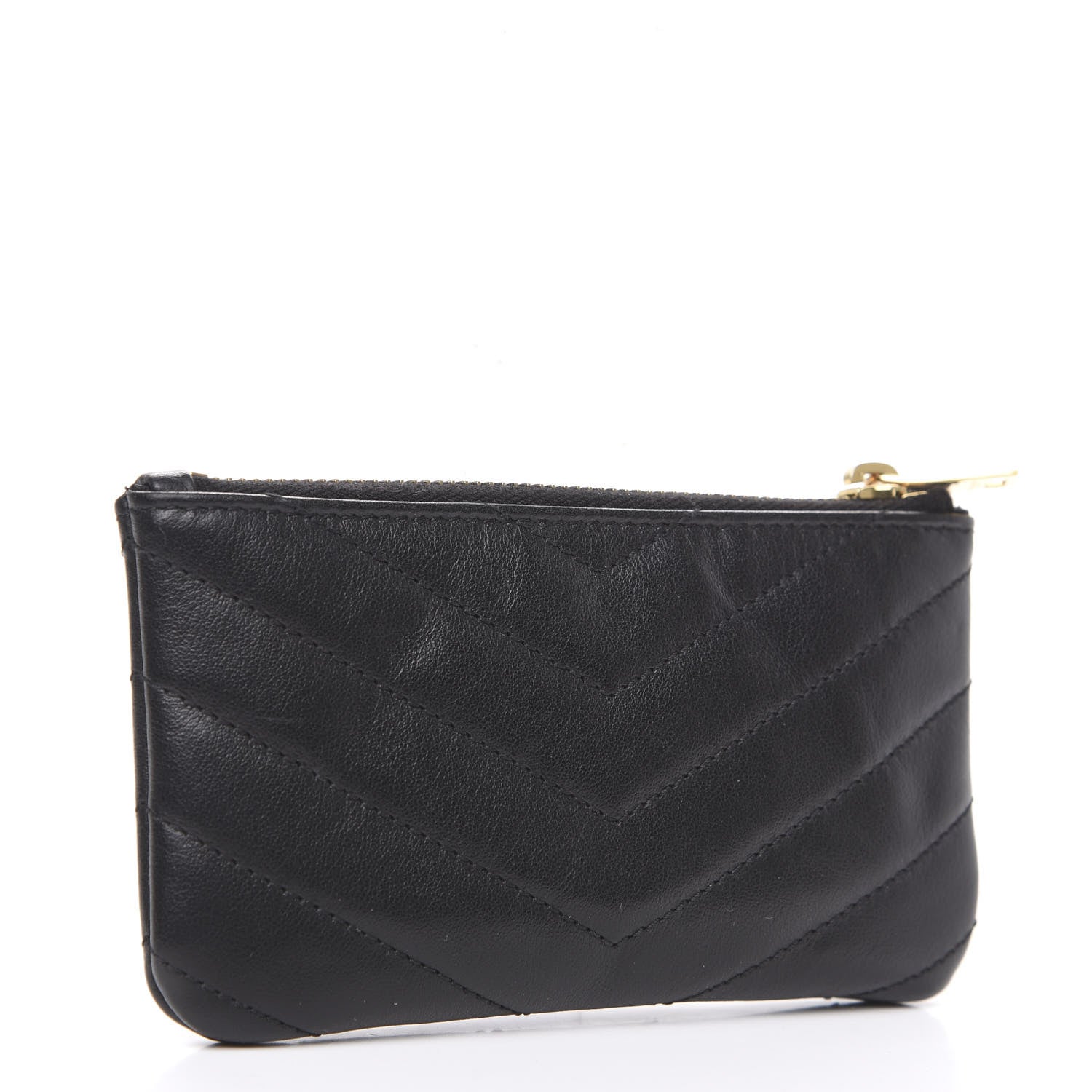 Saint Laurent Calfskin Matelasse Monogram Key Pouch Black 2 of 6