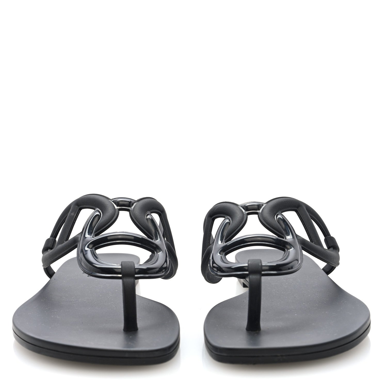 Hermes Rubber Womens Egerie Sandals 38 Black 3 of 8