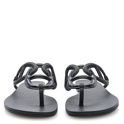Hermes Rubber Womens Egerie Sandals 38 Black 3 of 8