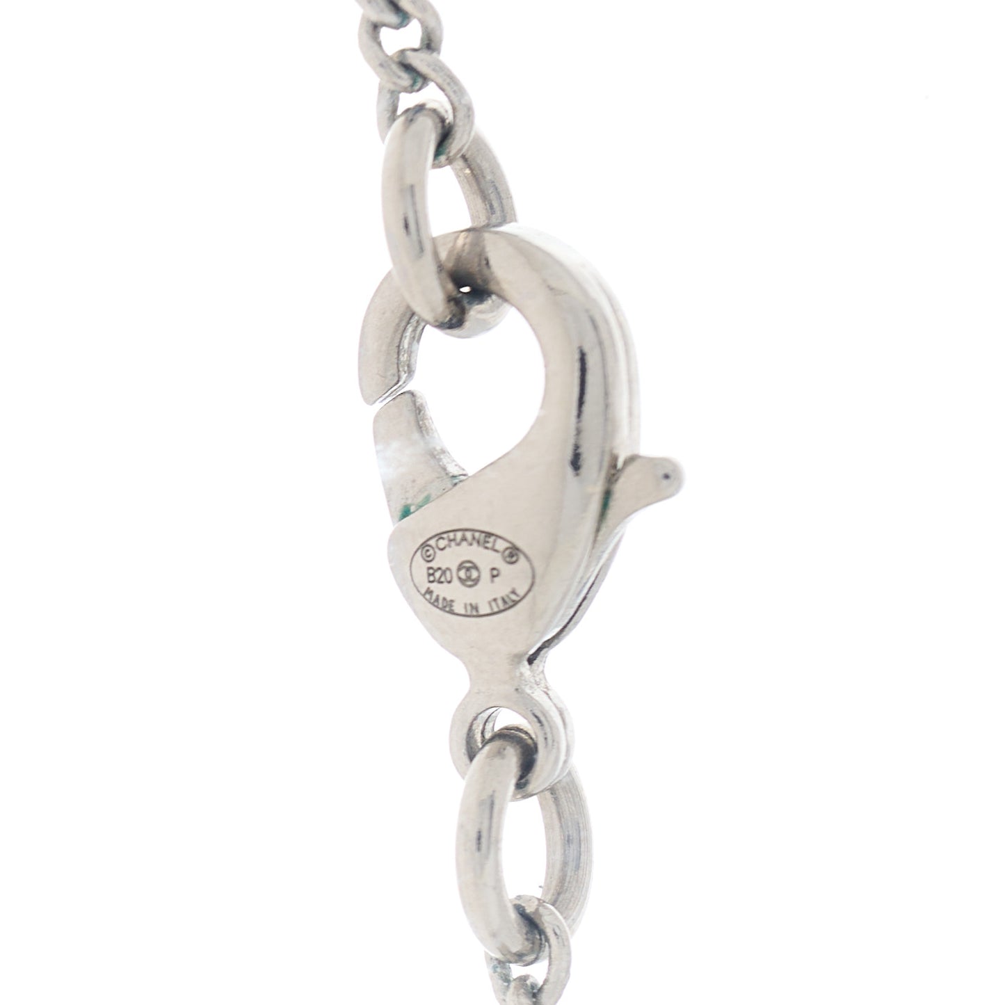 Crystal CC Star Pearl Drop Necklace Silver