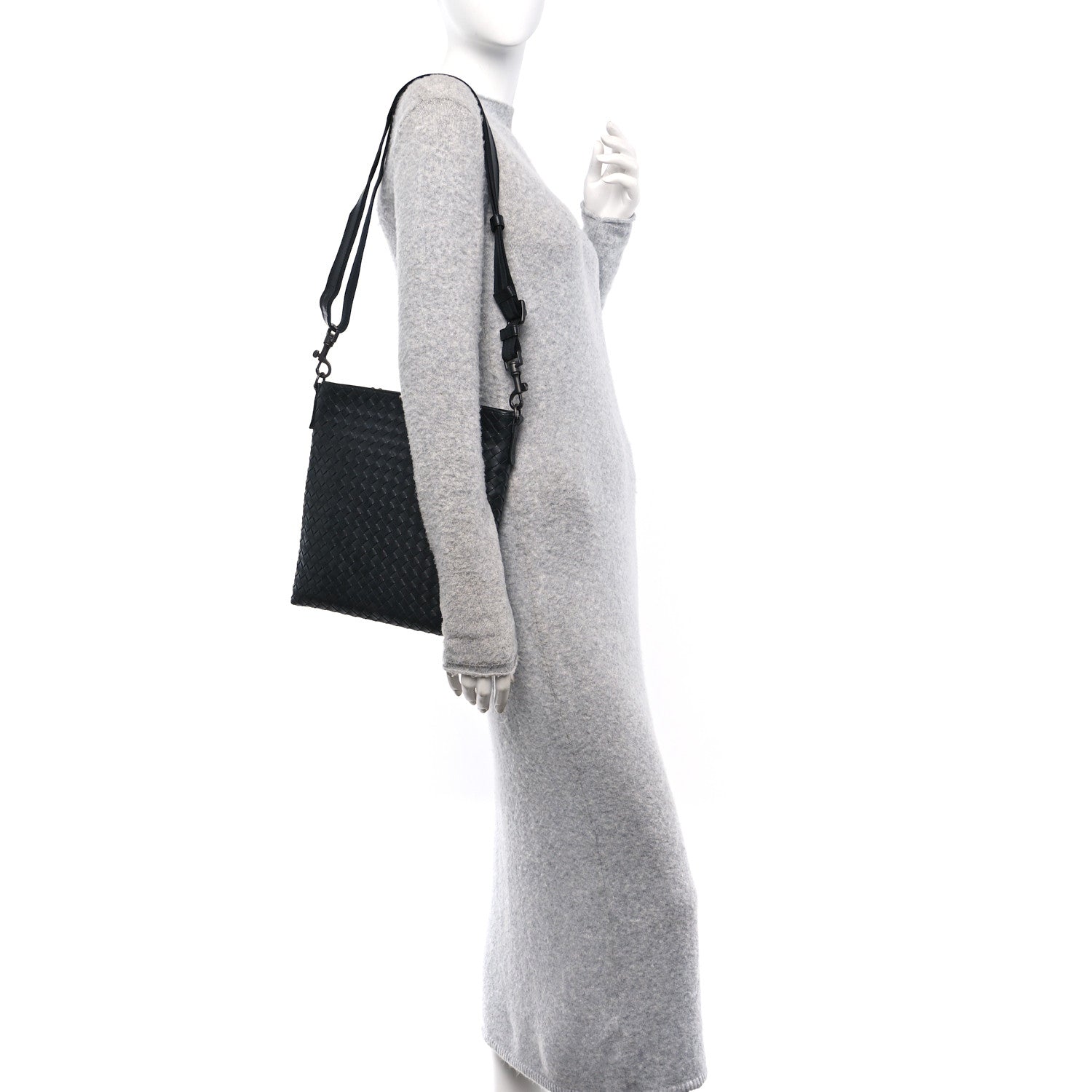 Bottega Veneta Nappa Intrecciato VN Crossbody Messenger Bag Black 2 of 13