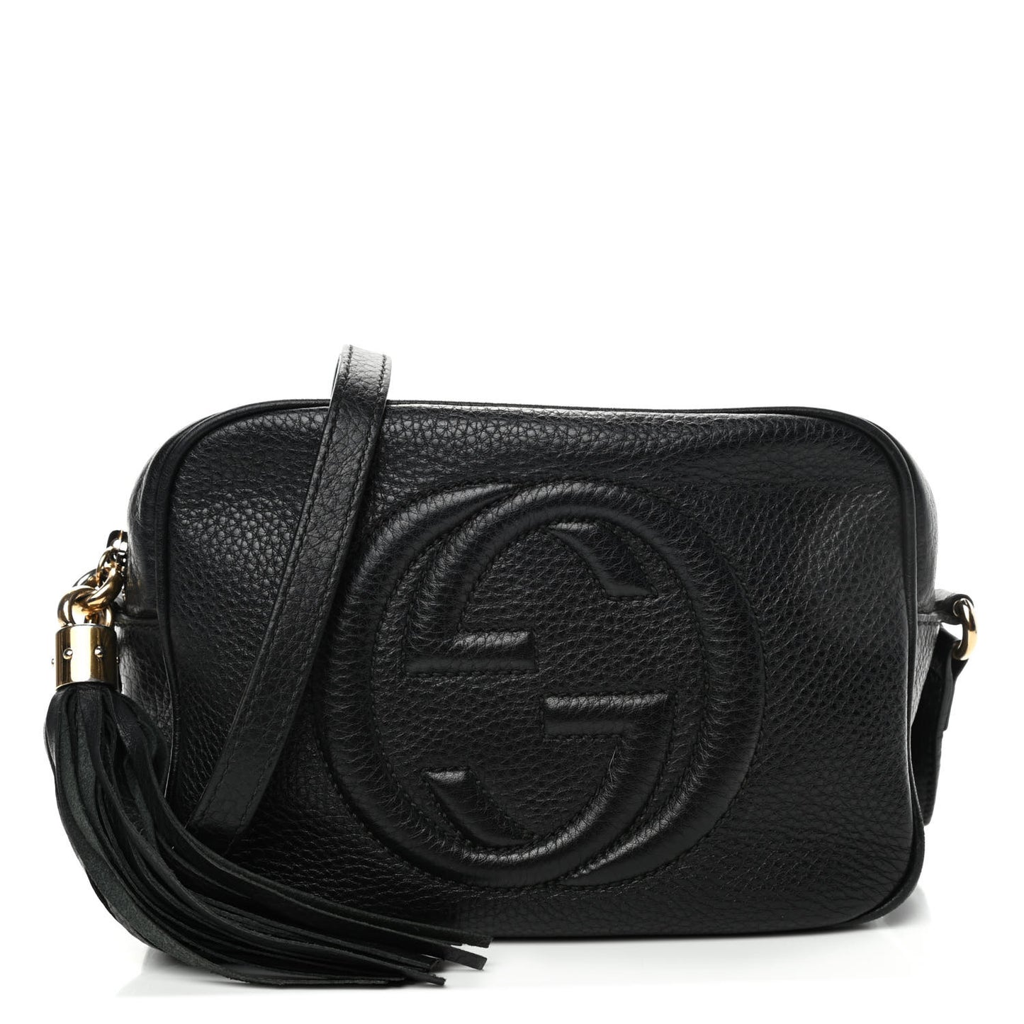 Pebbled Calfskin Small Soho Disco Bag Black