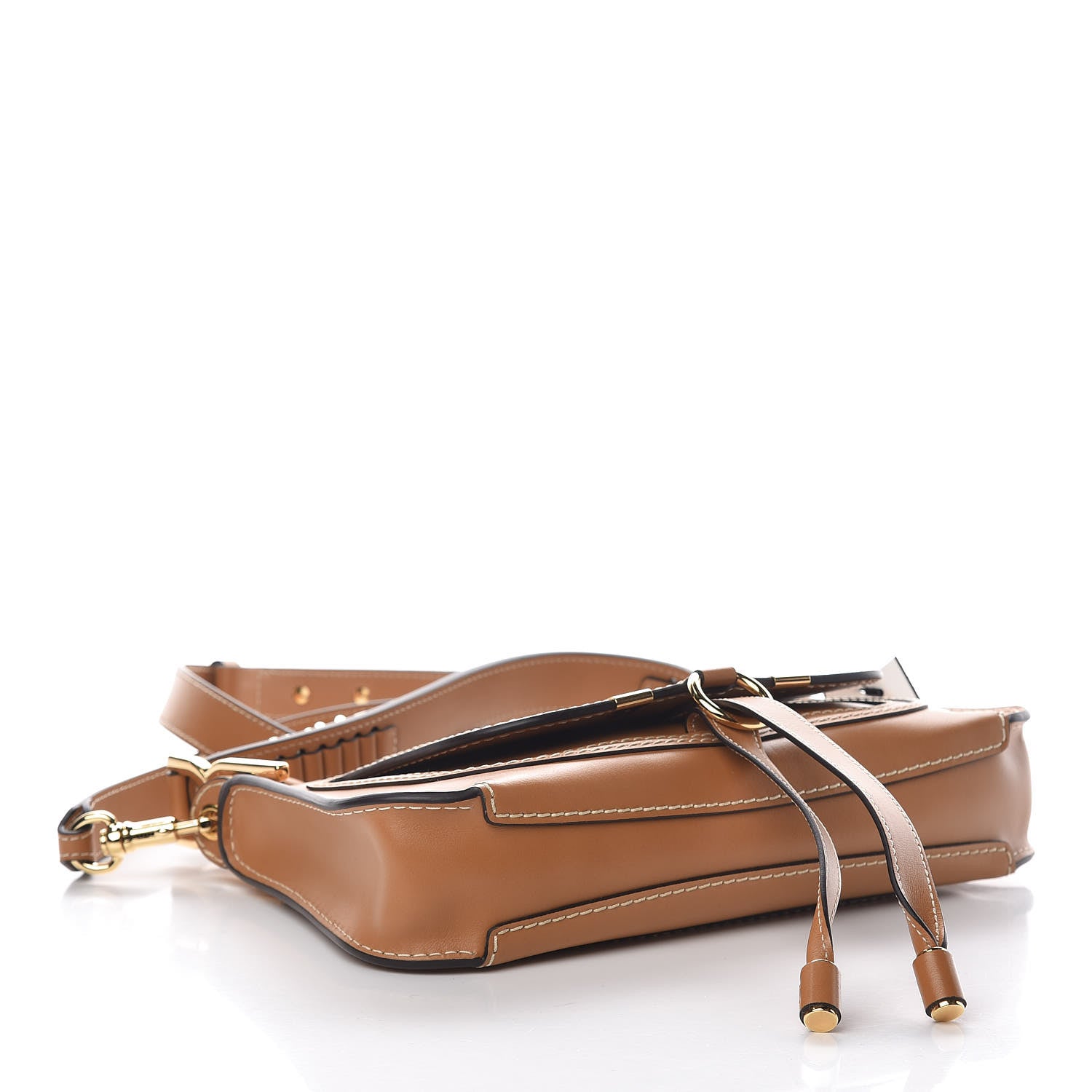 Chloe Shiny Calfskin Small Marcie Saddle Shoulder Bag Autumnal Brown 5 of 11