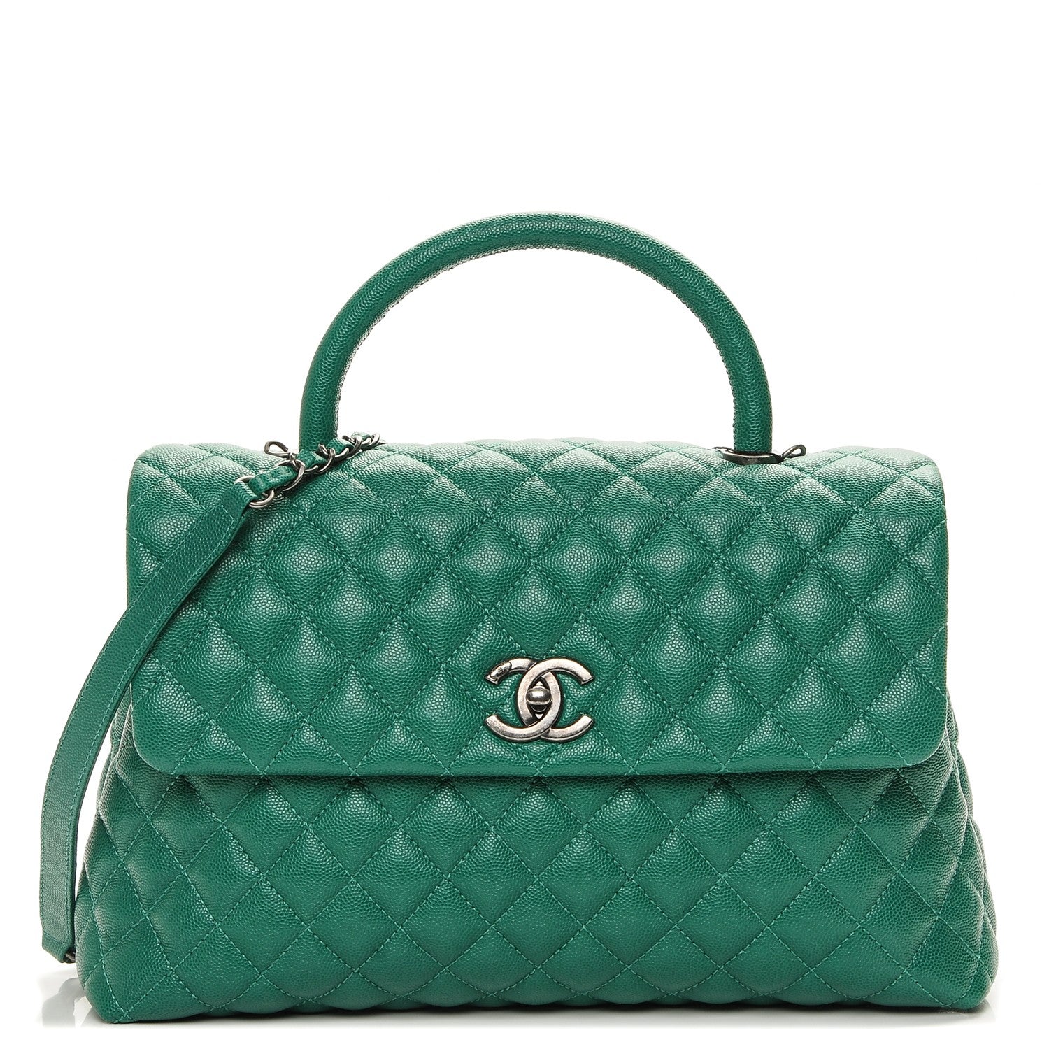 Chanel Caviar Quilted Medium Coco Handle Flap Green 1 of 7