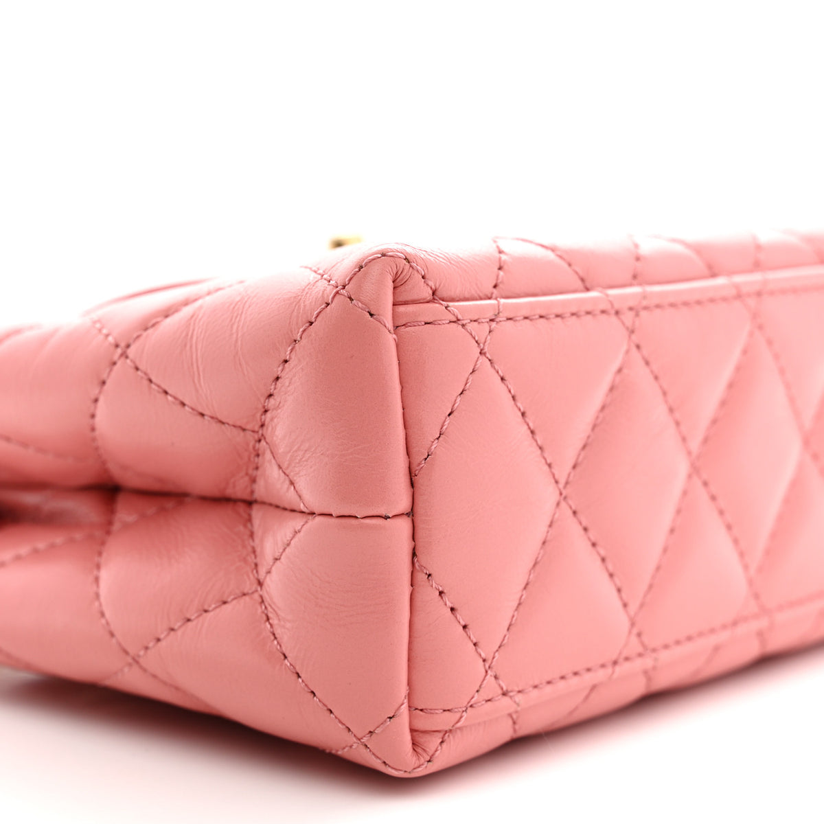 Chanel Shiny Aged Calfskin Quilted Nano Kelly Shopper Coral Pink 9 of 12