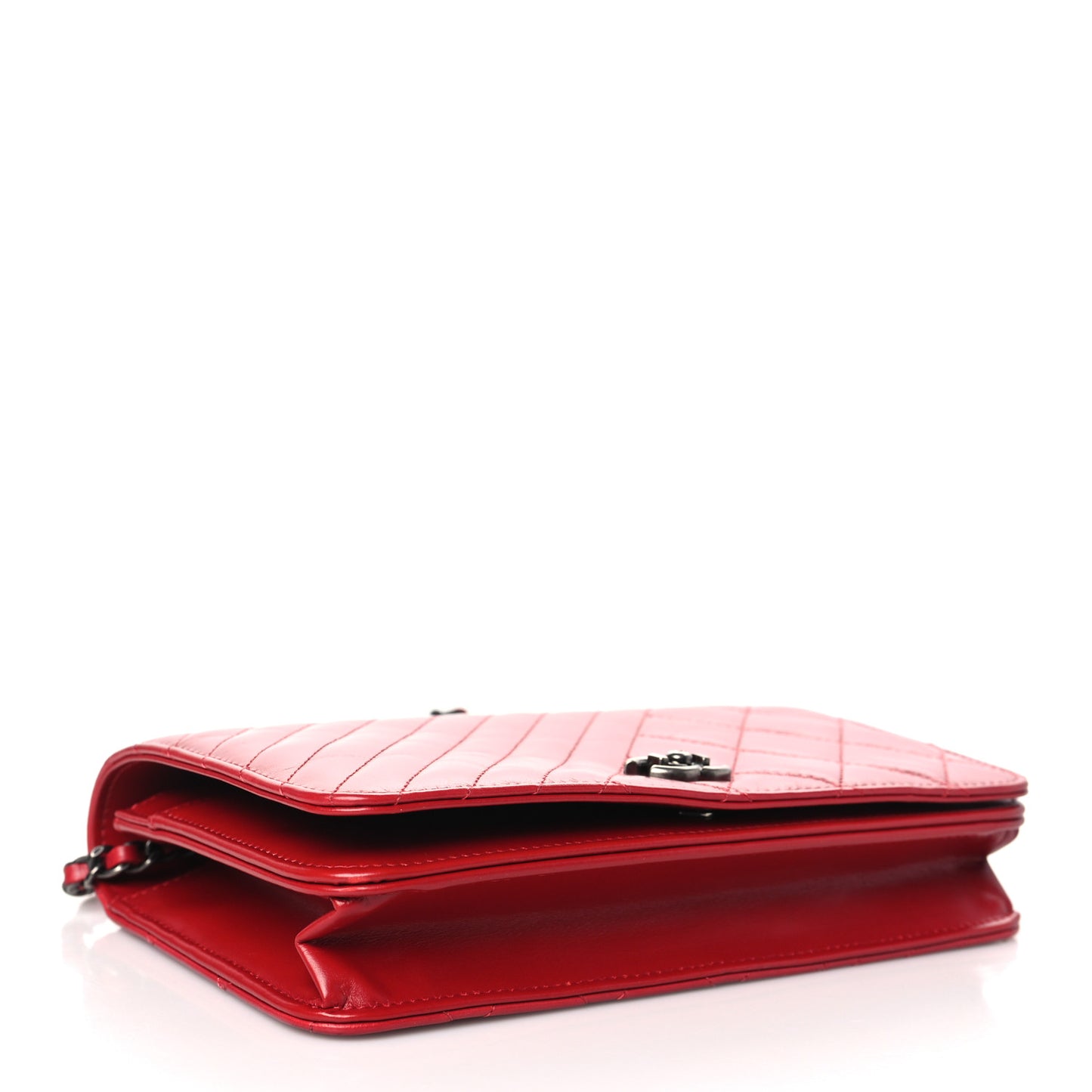 Glazed Calfskin Quilted Coco Boy Wallet On Chain WOC Red