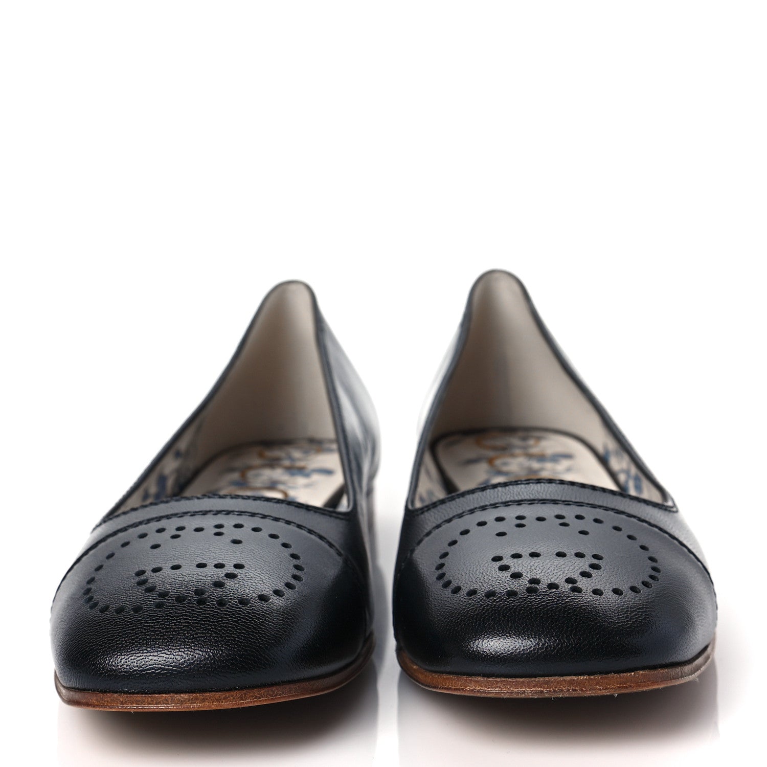 Gucci Goatskin Perforated Interlocking G Ballet Flats 36.5 Black 2 of 8