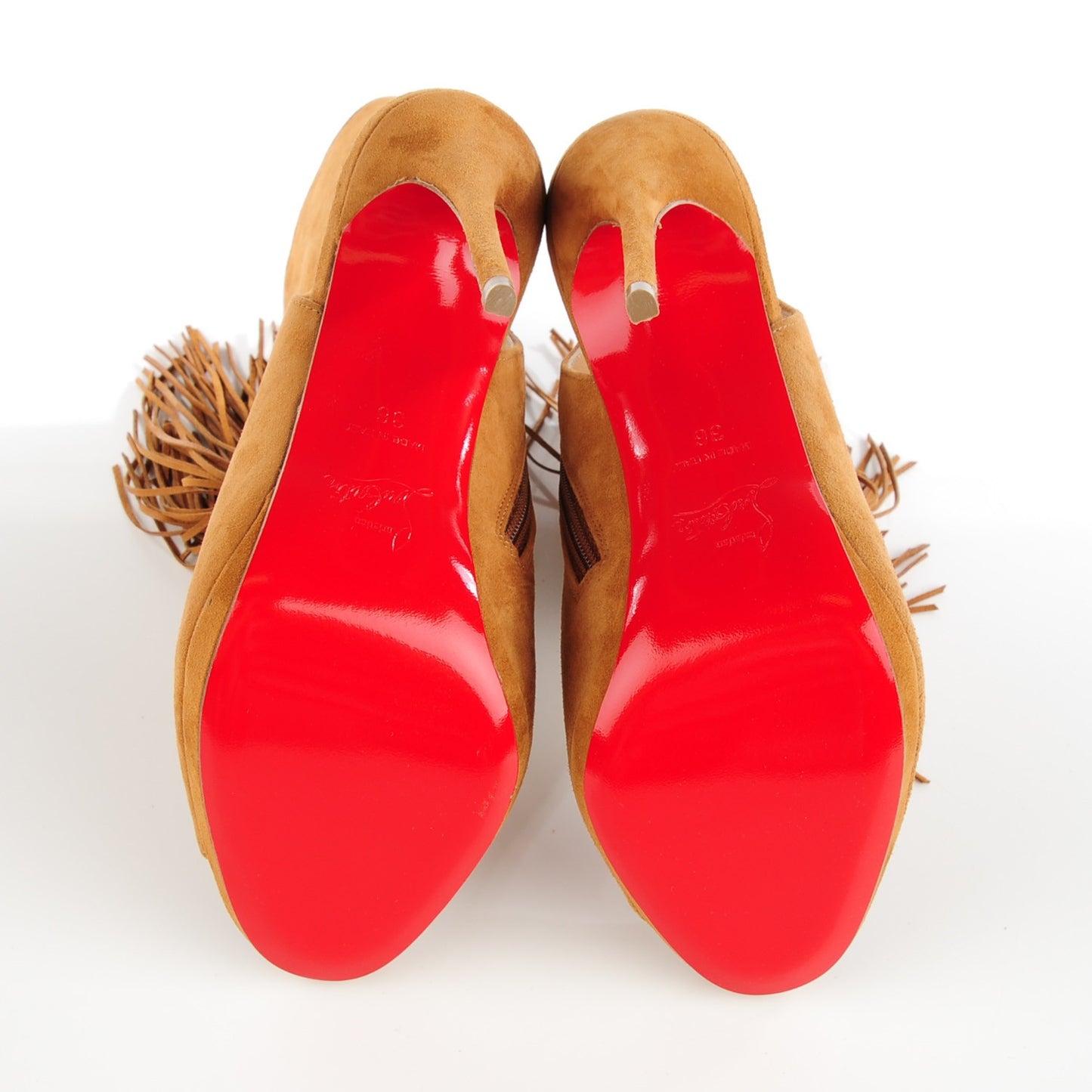 Suede Otoka Fringe 120 Booties 36 Noisette