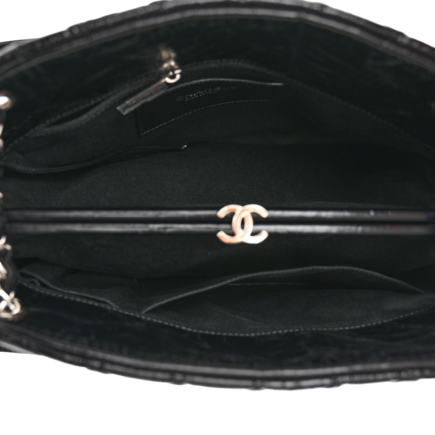 Glazed Calfskin Quilted Large Just Mademoiselle Bowling Bag Black
