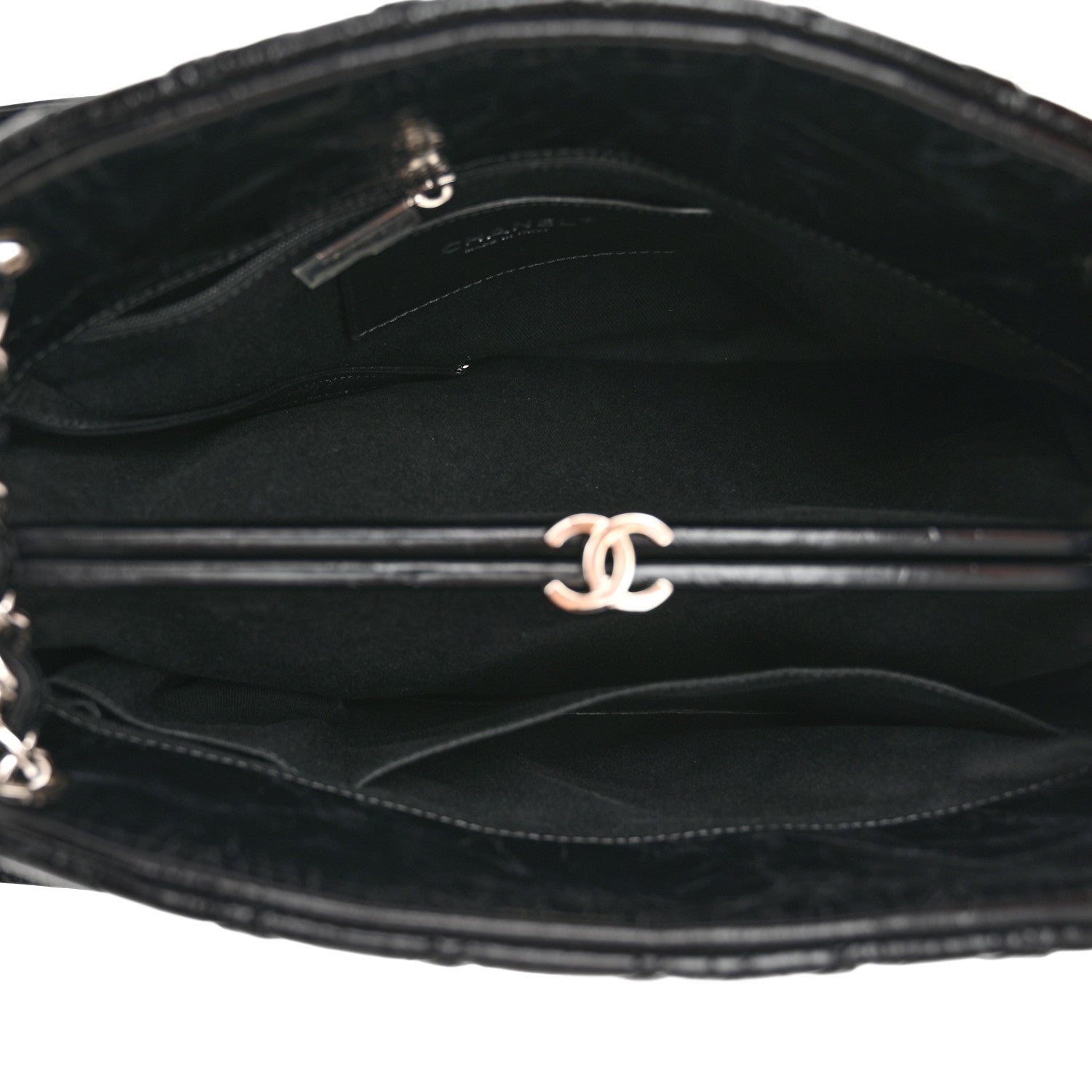 Chanel Glazed Calfskin Quilted Large Just Mademoiselle Bowling Bag Black 5 of 10