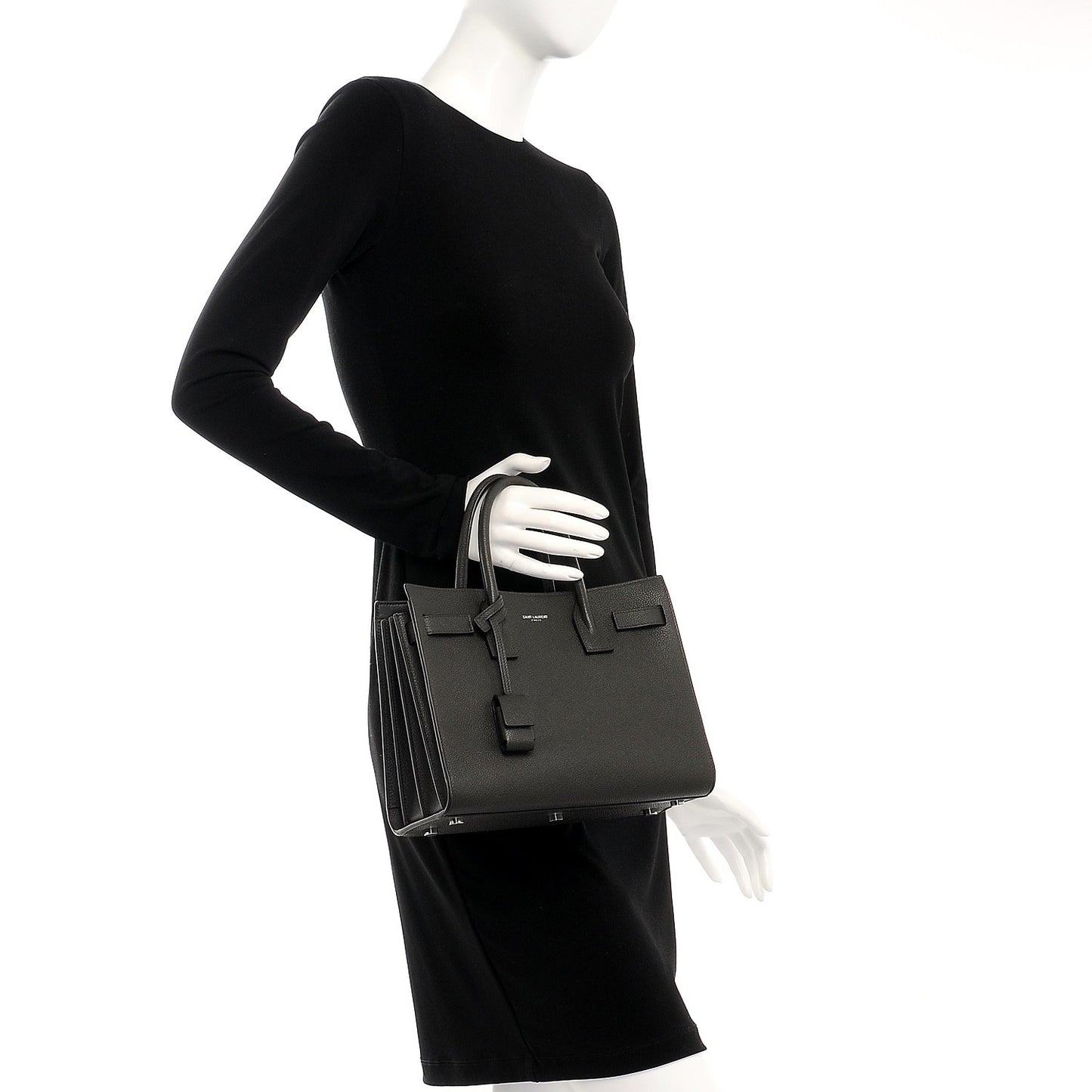 Grained Calfskin Baby Sac De Jour Coal