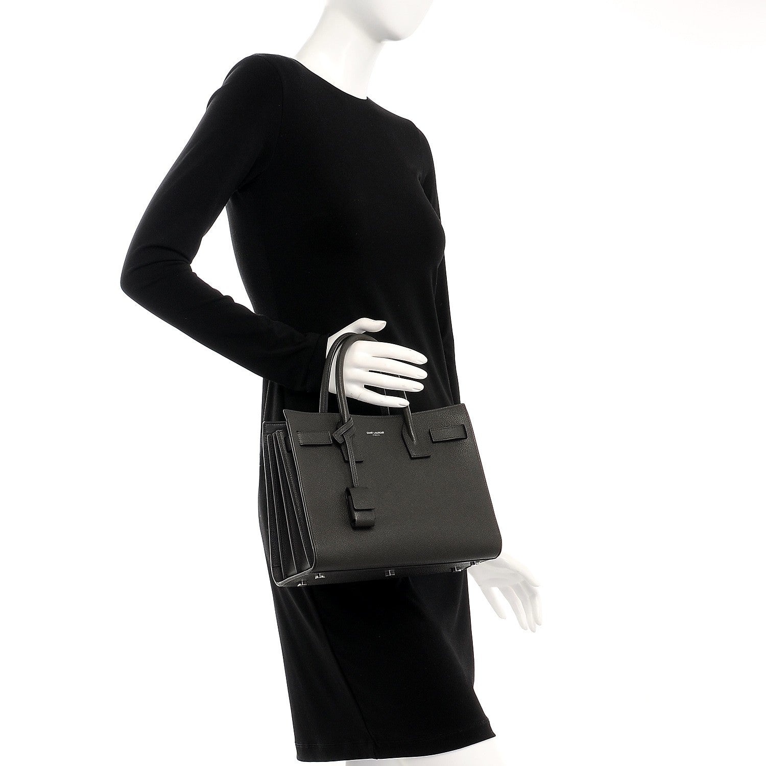 Saint Laurent Grained Calfskin Baby Sac De Jour Coal 3 of 8