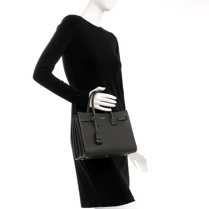 Saint Laurent Grained Calfskin Baby Sac De Jour Coal 3 of 8