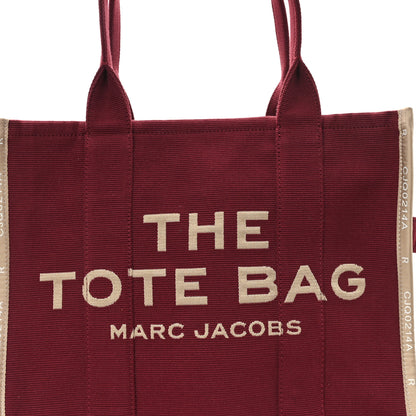 Marc Jacobs Jacquard Large The Traveler Tote Bag Burgundy Beige 8 of 10