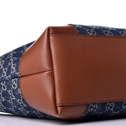 Gucci New Denim GG Monogram Medium Ophidia Shopping Tote Blue Tea Cuir 8 of 9