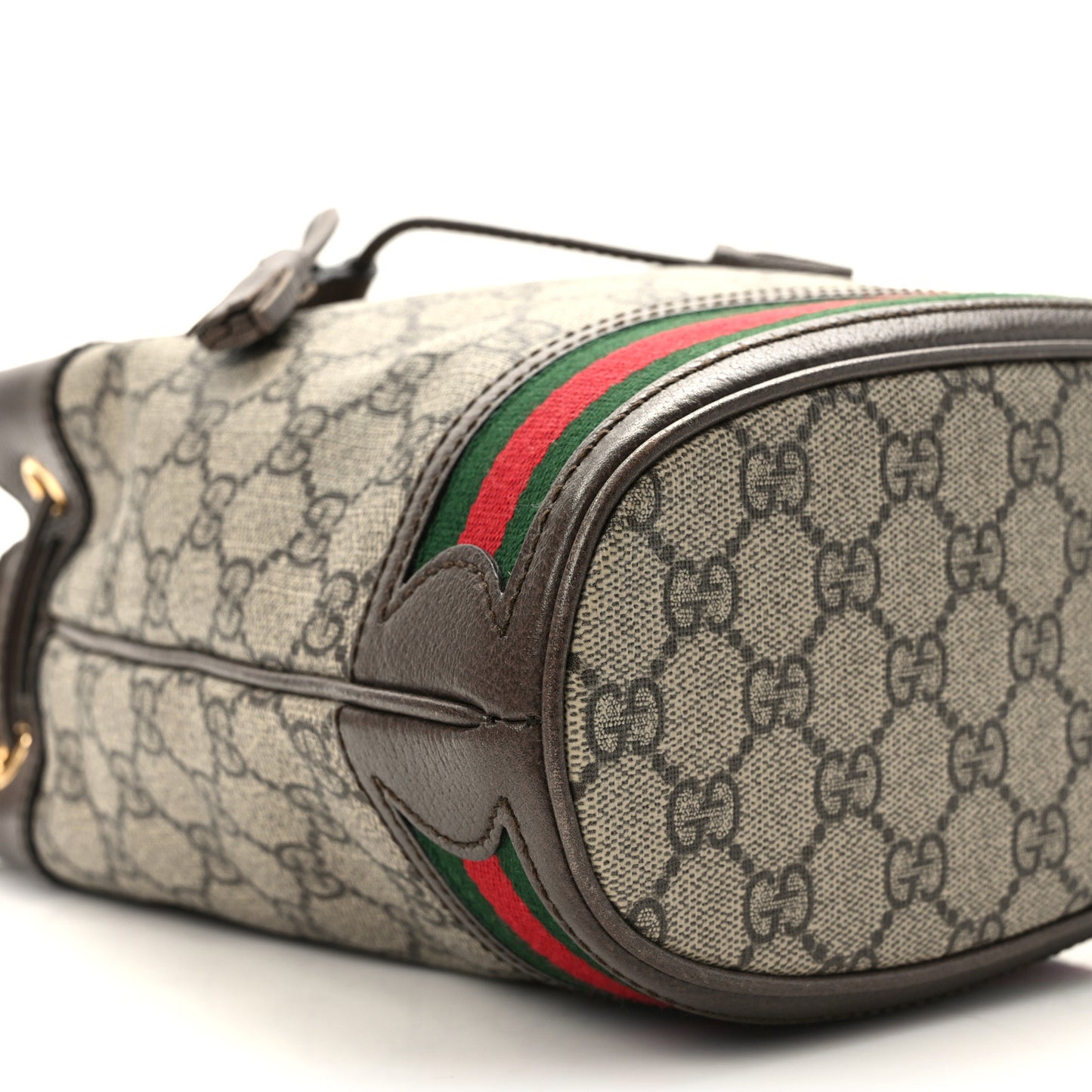 GG Supreme Monogram Web Small Ophidia Bucket Bag Brown